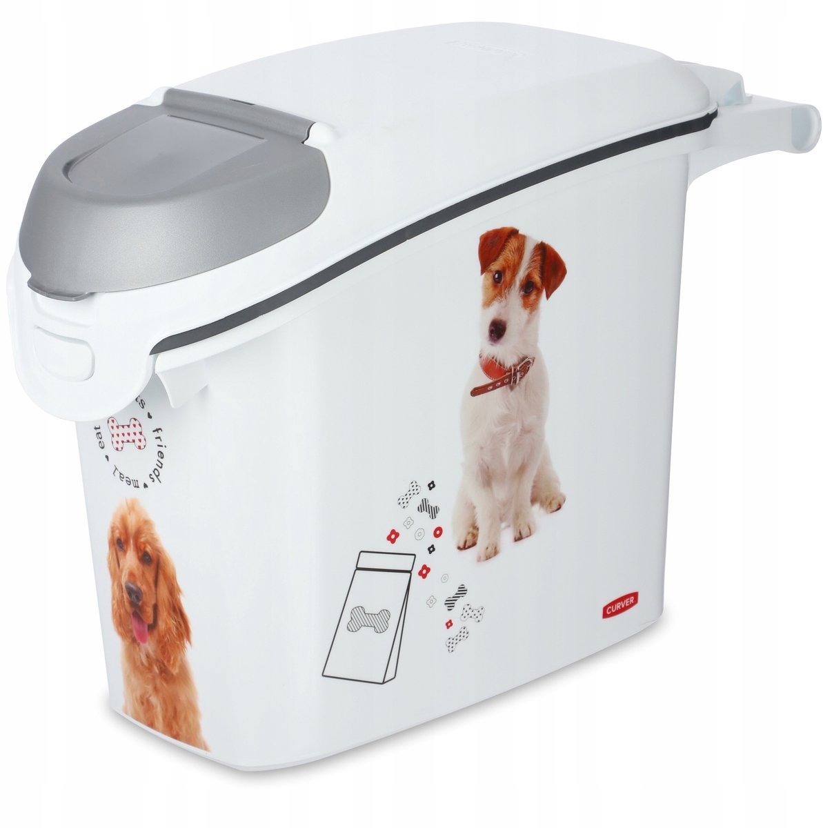 Curver food container dog - 15l - 6kg - 23x51x36cm - white gray