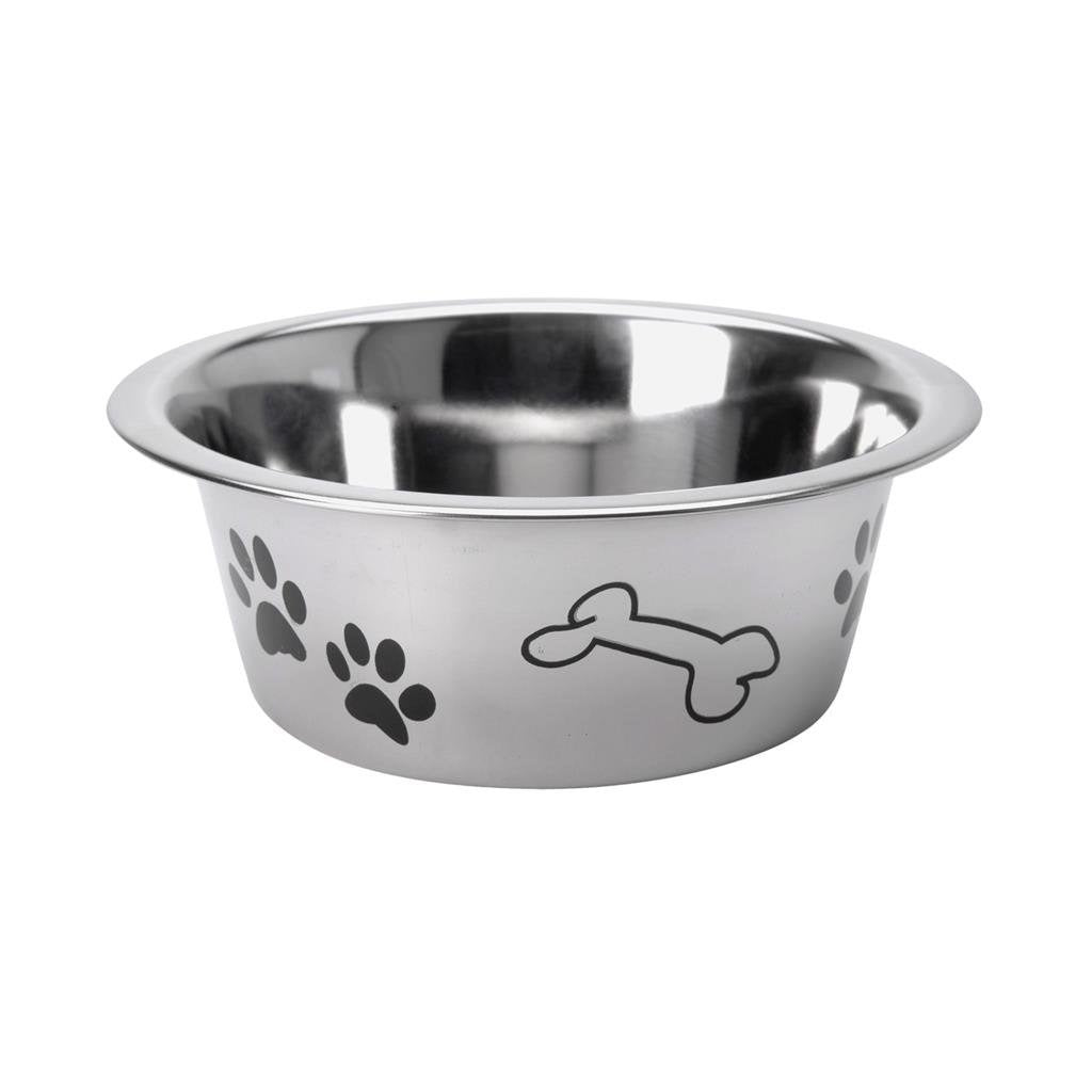 Basic dog food bowl with print 16 cm stainless steel-0