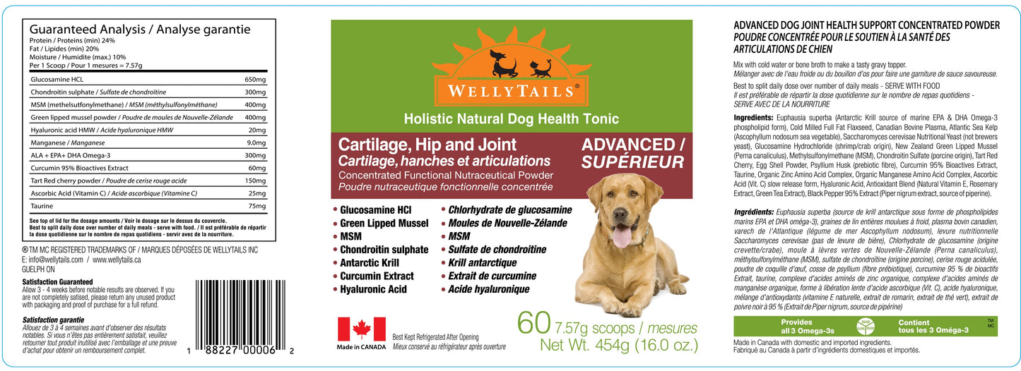WellyTails Cartilage, Hip & Joint Dog ADVANCED (original Rx formula updated)