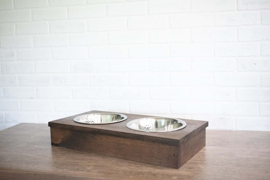 Wooden Pet Feeder with Stainless Steel Bowls, Raised Dog Food Stand-1