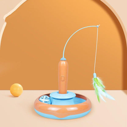 2 In 1 Pet Cat Toy With Feather For Self-Play Cat Turntable Pets Supplies Cat Toy Toys Cats Items Products-2