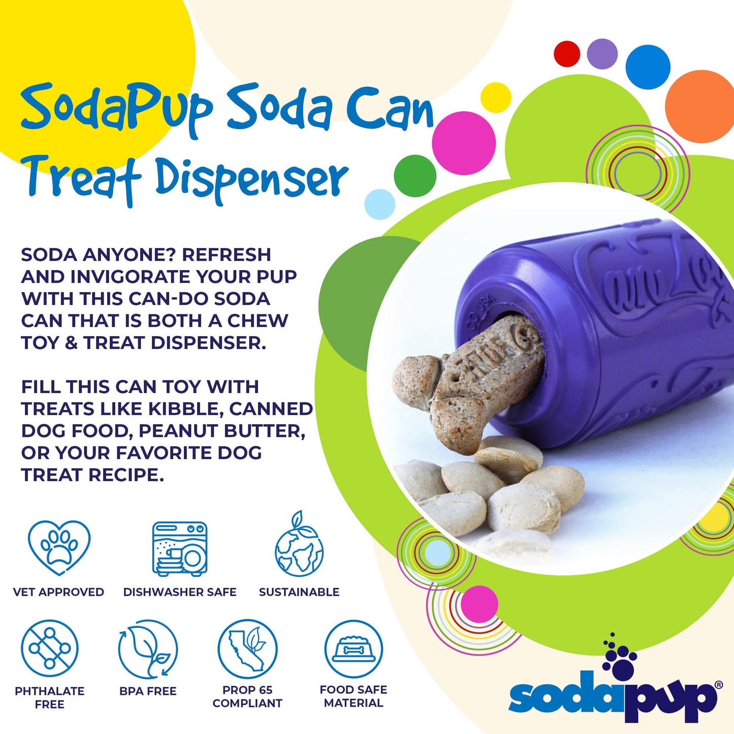 Can Toy Rubber Dog Chew Toy for Average Chewers | Treat Dispenser | USA Made