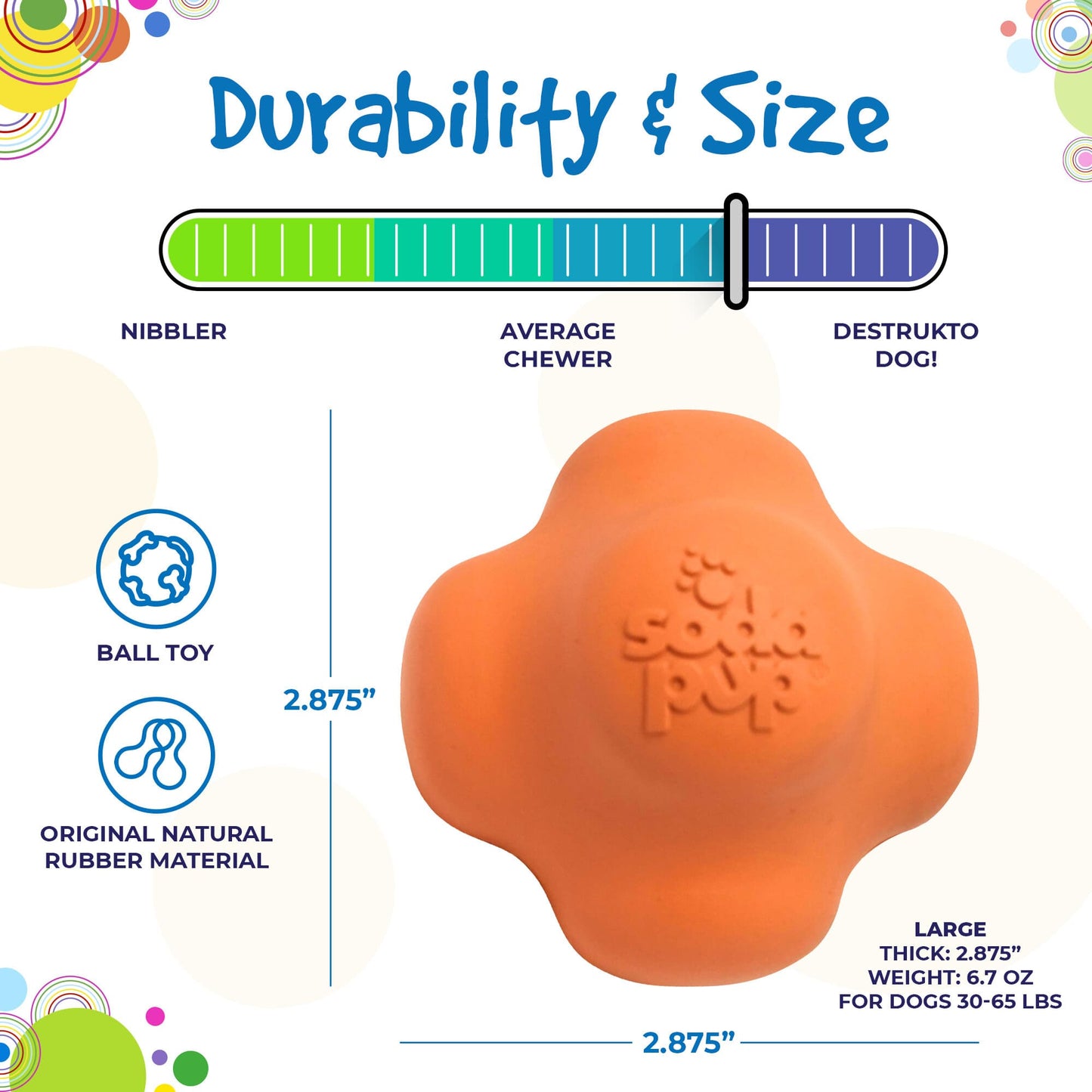 Crazy Bounce Rubber Dog Chew Toy for Power Chewers | Retrieving Ball | USA Made