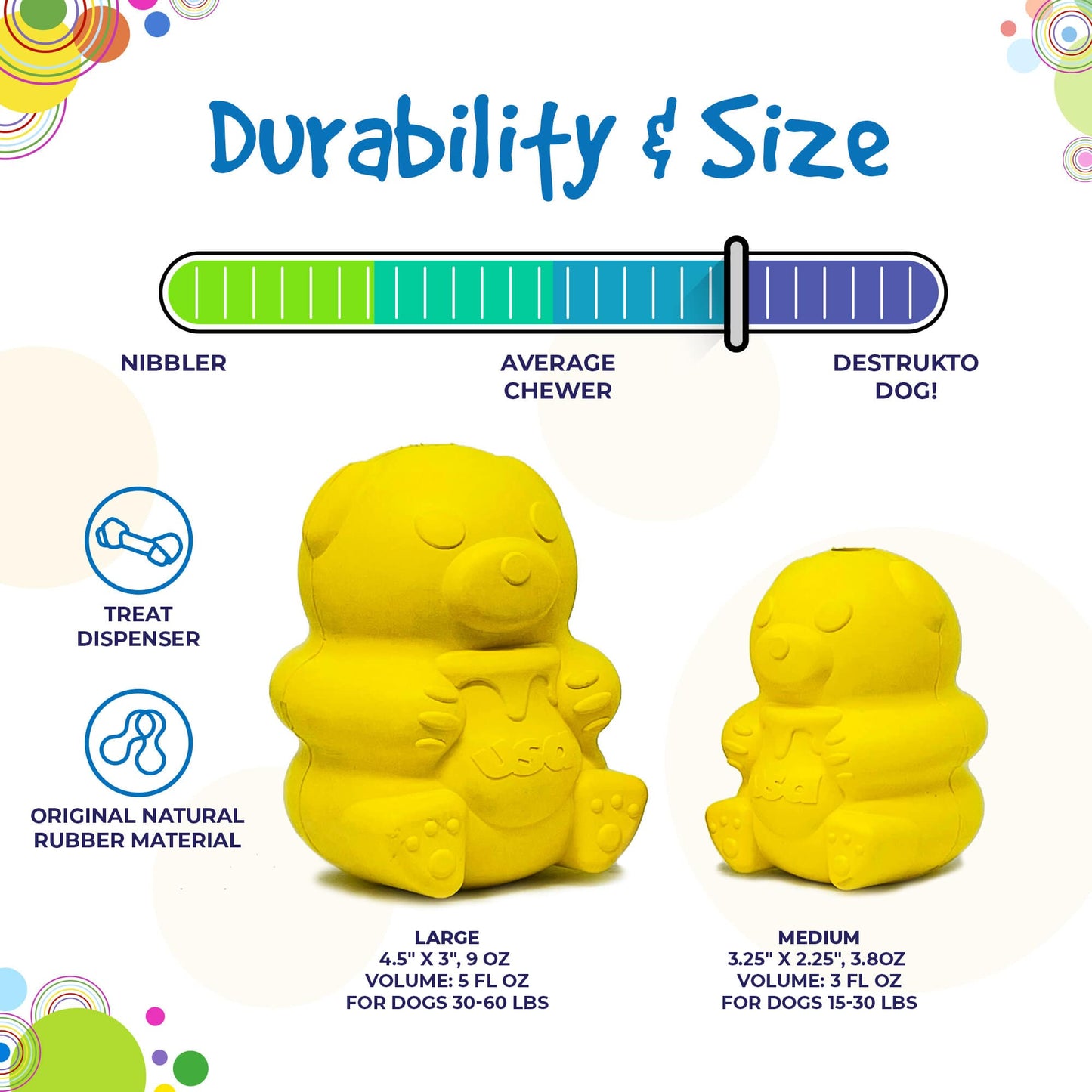 Honey Bear eDispenser - Durable Rubber Treat Dispenser for Dogs | USA Made