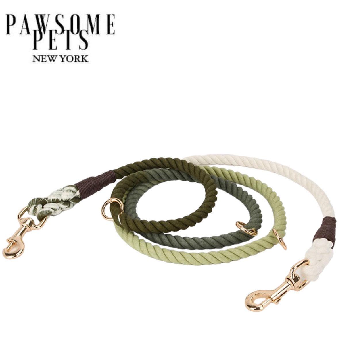 HANDS FREE DOG ROPE LEASH - OMBRE DARK OLIVE GREEN