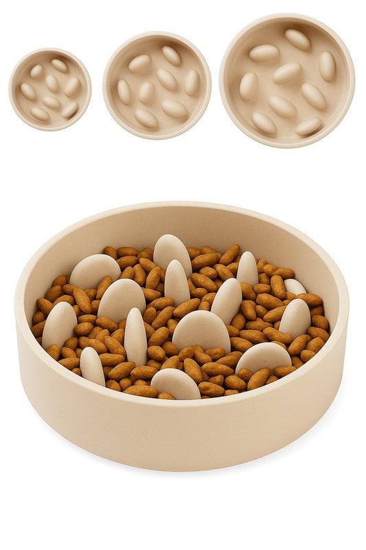 Flamingo anti-gobbler dog – slow feeder – dog food bowl – ø14.5 cm – 410ml – greni food bowl – beige – round