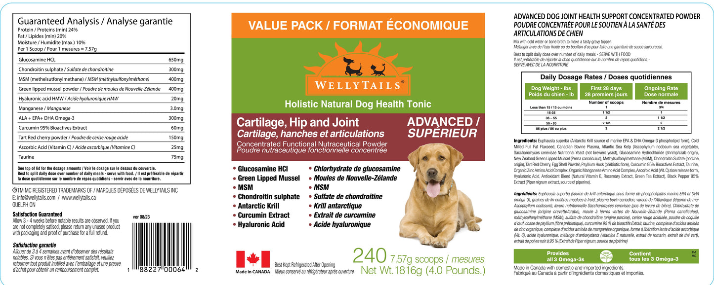 WellyTails Cartilage, Hip & Joint Dog ADVANCED (original Rx formula updated)