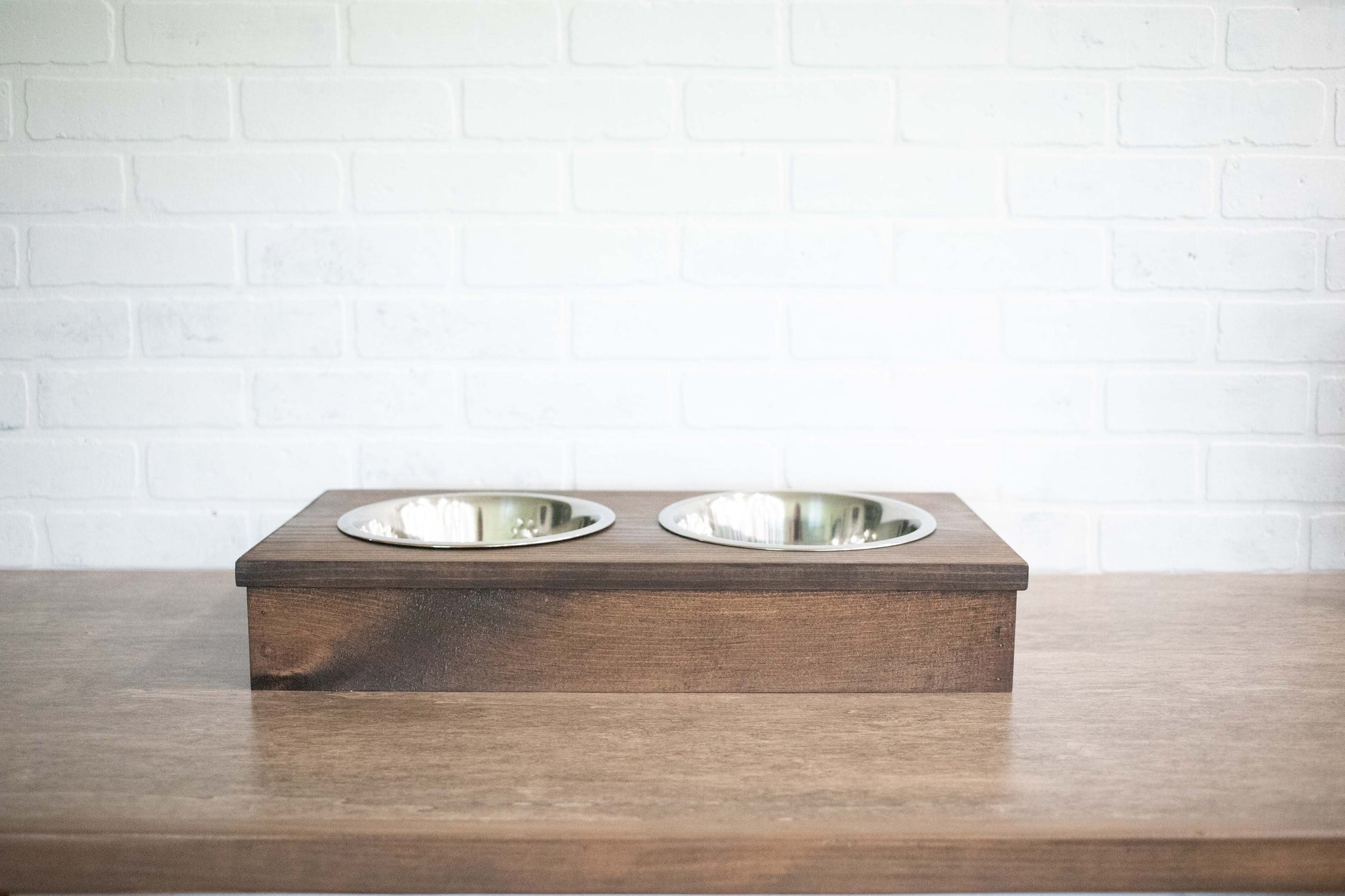 Dog Food Stand, Wooden Pet Feeder with Stainless Steel Bowls-0