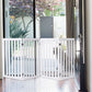 Folding 4-Panel Dog Gate Pet Fence in White Wood Finish-3