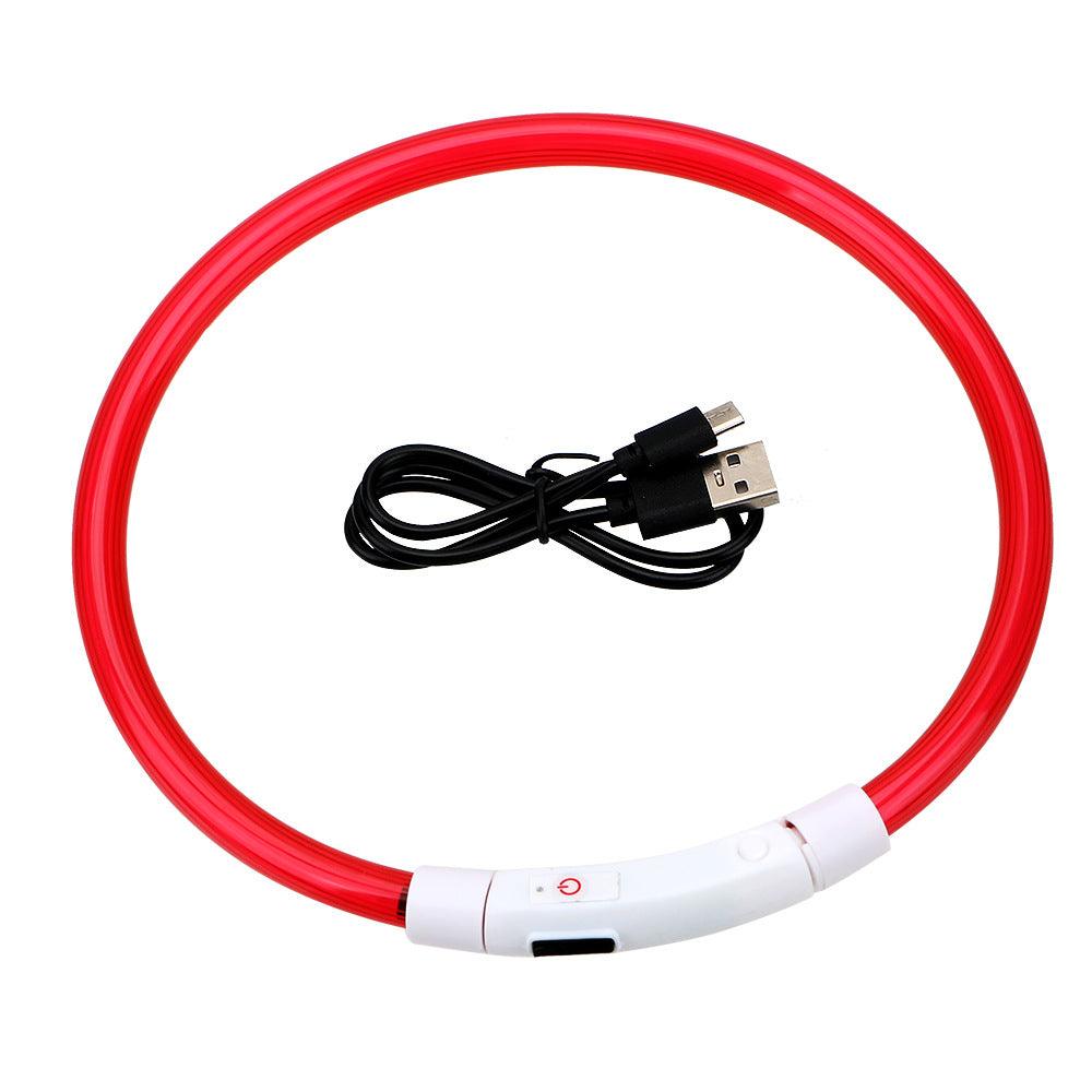 Usb Rechargeable Glow-In-The-Dark Pet Collar With Three Flashing Modes