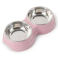 Stylish Stainless Steel Double Pet Feeder - Premium Food And Water Bowls For Cats, Dogs, And Puppies-1