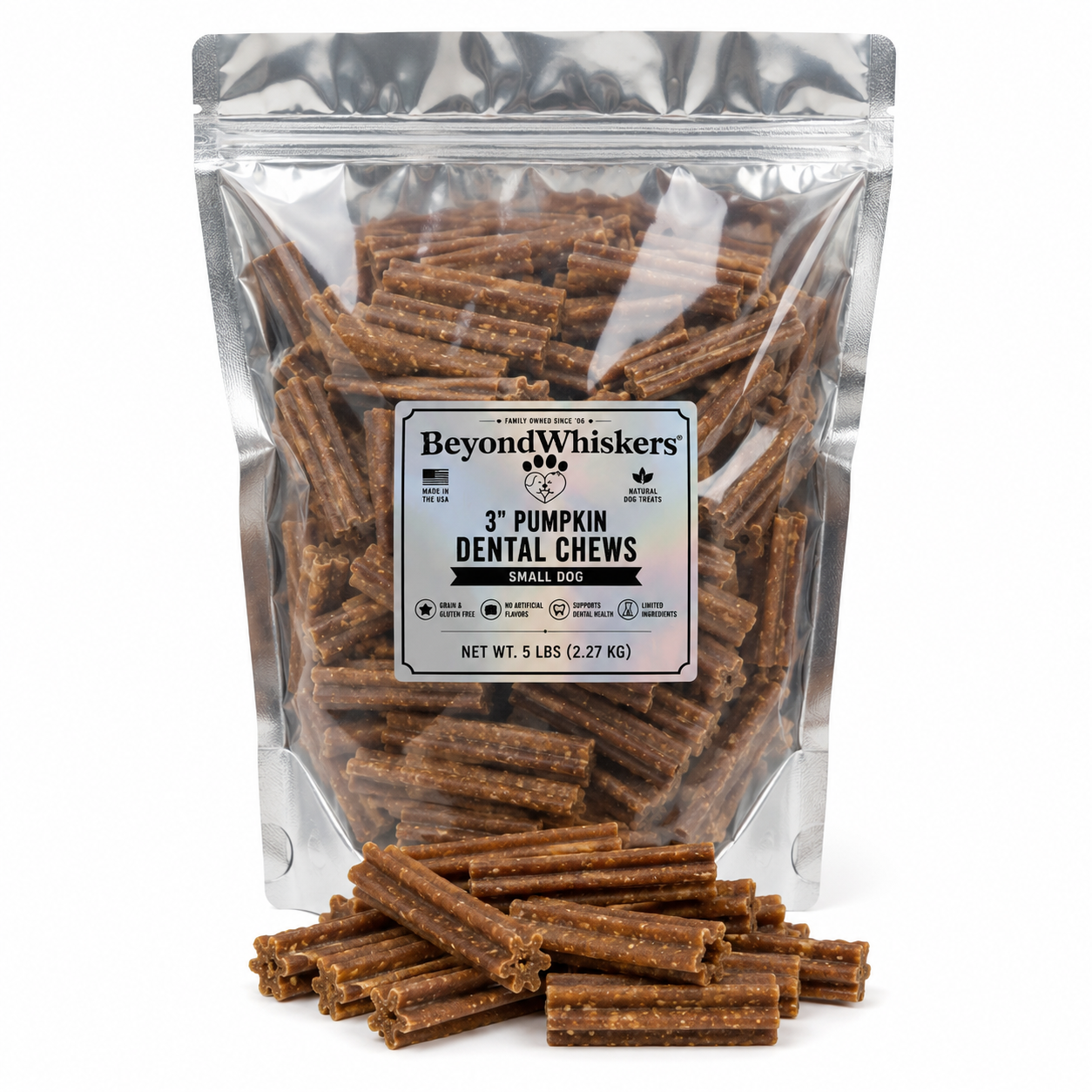 Bulk Dental Chews for Small Dogs | 3-Inch Pumpkin | USA Made